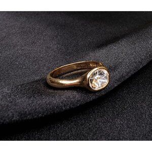 925 Sterling Silver Ring With Oval Crystal Centerpiece Size 10.5 Made In China